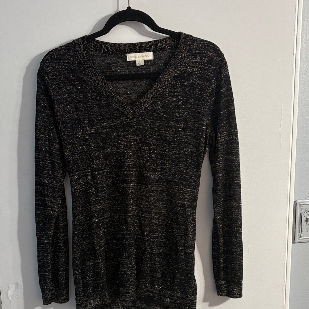 Nicki Minaj Black and Gold V-Neck Sweater